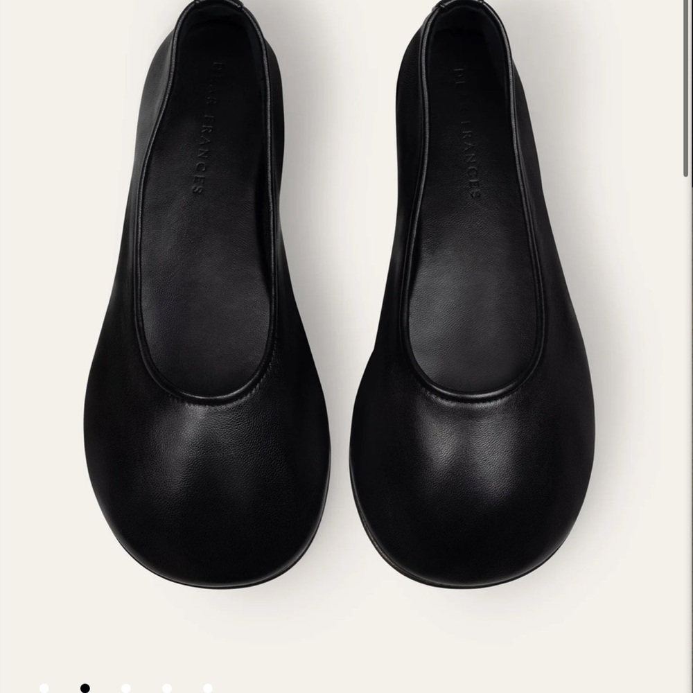 Dear Frances Black Leather Flats - Picture 2 of 4